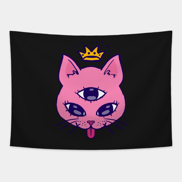 Three eyes cute kitty Tapestry by nkZarger08