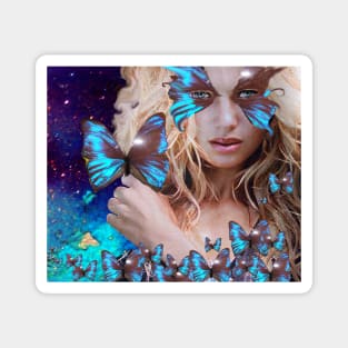 LADY OF THE BLUE BUTTERFLIES Magnet