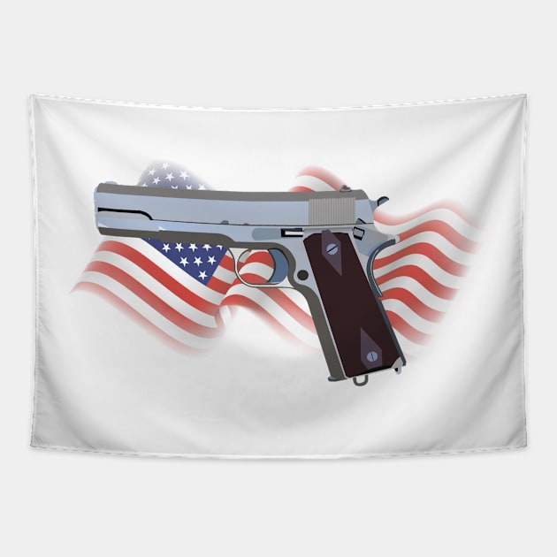 American Patriotic Semi-automatic Pistol Tapestry by NorseTech