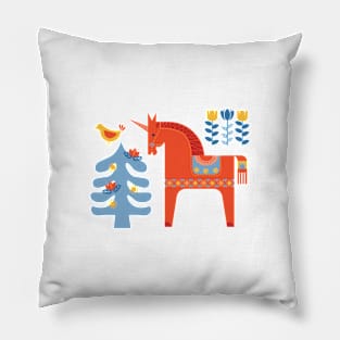 Scandinavian Inspired Fairy Tale in Blue Pillow