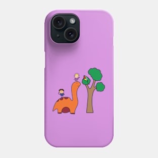 funny dinosaur with kids taking kite Phone Case