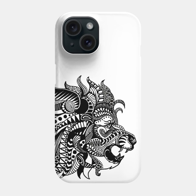 Zentangle Lion Phone Case by paviash