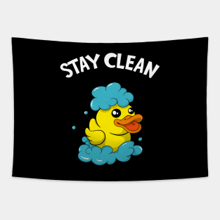 Soapmaker Stay Clean Funny Bath Duck Tapestry