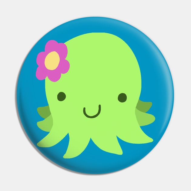 Green Flower Octopus Pin by saradaboru