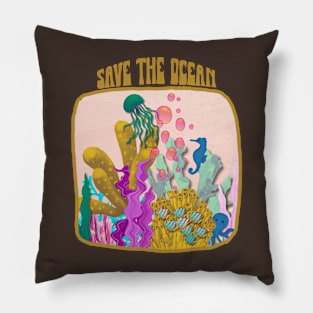 Save the ocean, under sea water Pillow