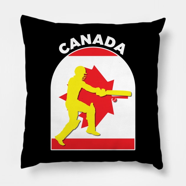 Canada Cricket Batsman Canada Flag Pillow by DPattonPD