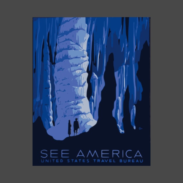 See America Vintage Poster (Caverns) by JSnipe