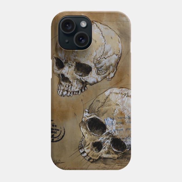 Twin skull study Phone Case by Loui Jover 