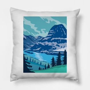 Glacier National Park and Kintla Lake in Montana United States WPA Poster Art Color Pillow