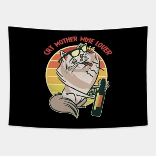 Cat Mother Wine Lover Funny Tapestry