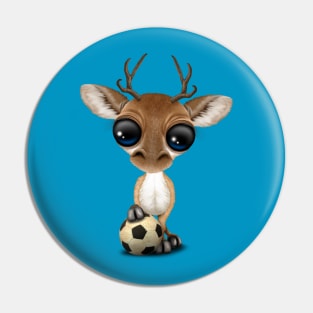 Cute Baby Deer With Football Soccer Ball Pin