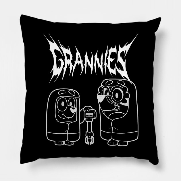 Black Metal Bluey Pillow by Shirleyy Shop Arts