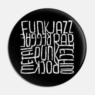 Music Genre, Eclectic Typography Pin