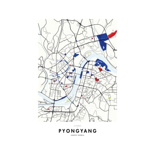 Pyongyang (North Korea) Map x Piet Mondrian T-Shirt