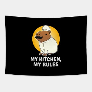 My Kitchen, My rules Capybara Chef Cartoon Tapestry