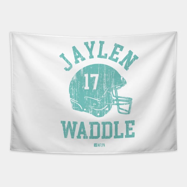 Jaylen Waddle Miami Helmet Font Tapestry by TodosRigatSot