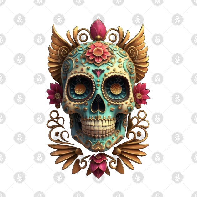 Sugar Skull Dia de los Muertos Mexican Day Of The Dead Tattoo Art Culture Punk Rock Goth Skeleton by DeanWardDesigns