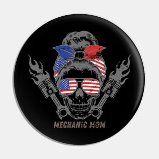 Mechanic Mom USA American Flag Pin