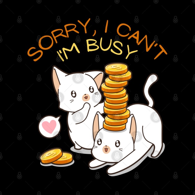 Sorry I cant Im busy cat in glasses funny sarcastic messages sayings and quotes by BoogieCreates