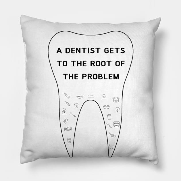 A DENTIST Gets To The Root of The Problem Pillow by Health