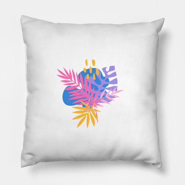 Bright Tropical on Cyan Pillow by latheandquill