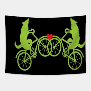 Wolf bicycle love nice cute cool colorful Tapestry