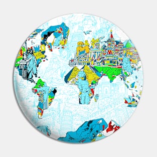 world map landmarks Pin