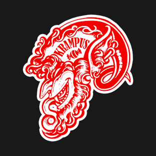 Smiling Krampus - White Outlined, Red Design Version T-Shirt