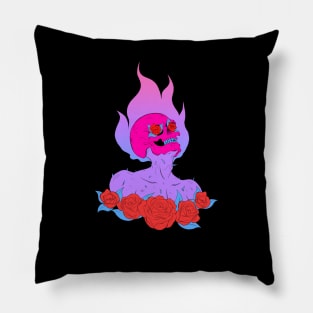 Burn my roses (neon aesthetic) Pillow