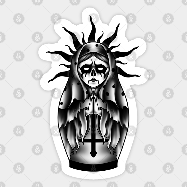 Black metal matryoshka doll - Traditional Tattoo - Sticker | TeePublic Black metal matryoshka doll - Traditional Tattoo - Sticker | TeePublic