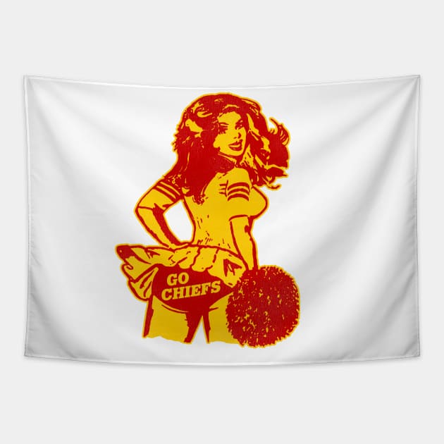 Retro Kansas City Cheerleader Tapestry by darklordpug