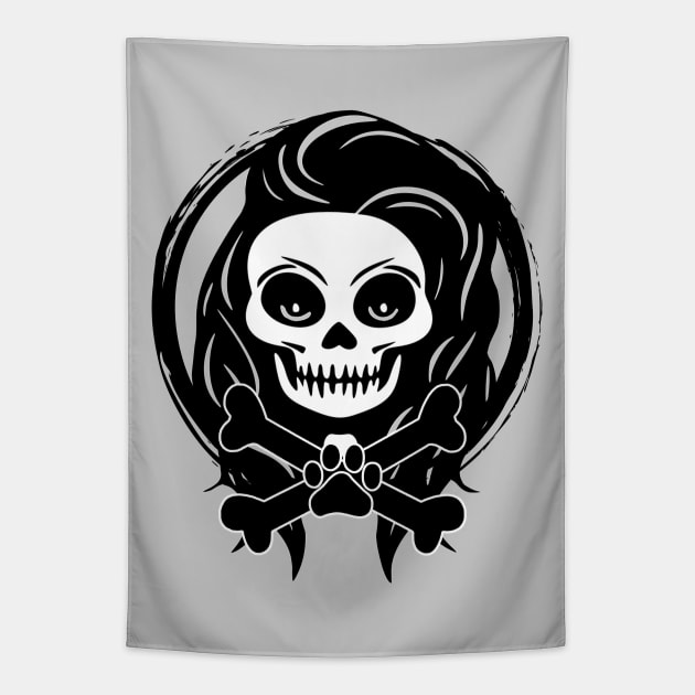 Female Pet Sitter Skull and Crossbones Black Logo Tapestry by Nuletto