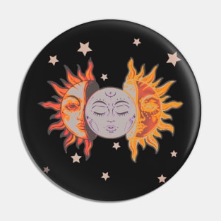 Star child of the moon and sun (black bg, matte 2 version) Pin