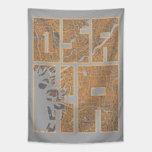 Osaka, Kansai, Japan City Map Typography - Bauhaus Tapestry