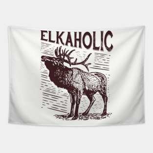 Vintage Elkaholic Elk Hunting Retro Aesthetic Streetwear Tapestry