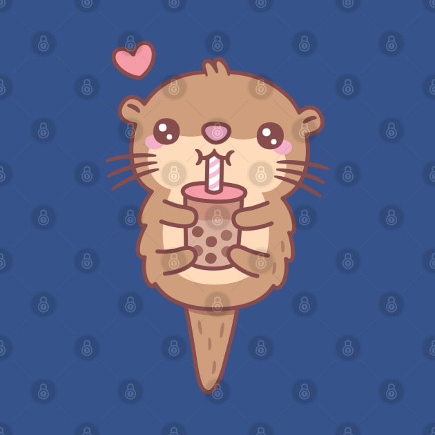 Cute Little Otter Loves Boba Tea by rustydoodle