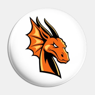 Orange Dragon Face Logo Pin