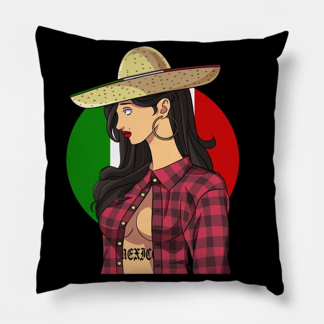 Sexy Sombrero Mexican Gangster Girl Cinco De Mayo Pillow by Noseking