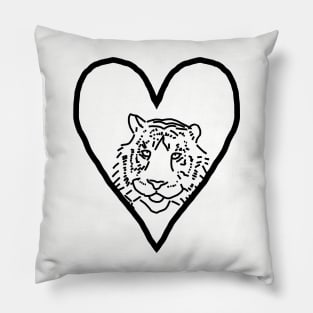 My Tiger Valentine Line Drawing Pillow