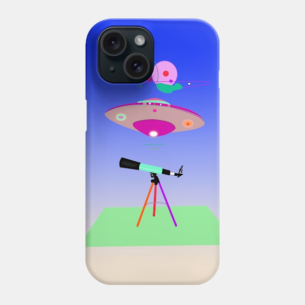 telescope and aliens Phone Case by momomoma