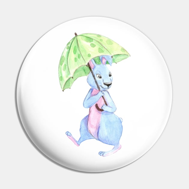 Rabbit With Umbrella Pin by Animal Specials