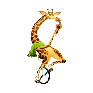 Funny giraffe on an unicycle T-Shirt