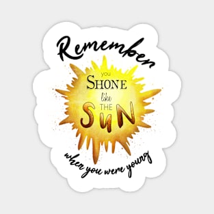 Remember when you were young, you shone like the sun, Pink Floyd Magnet