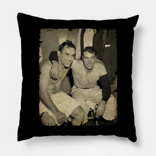 Yogii Berra and Joe DiMaggio - In the Changing Room Pillow