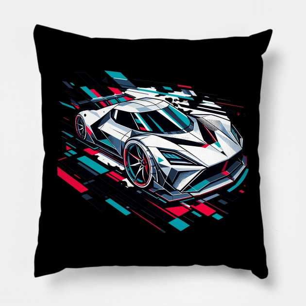 Speed of Tomorrow: Geometric Future Car Pillow by Graphic Wonders Emporium