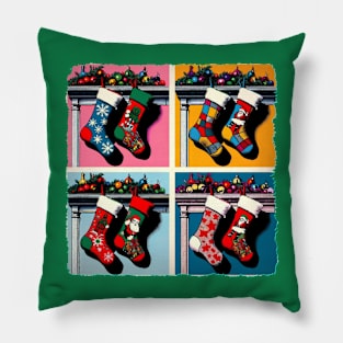 Stocking Spectacle: Pop Art’s Yuletide Wonder - Classic Christmas Pillow