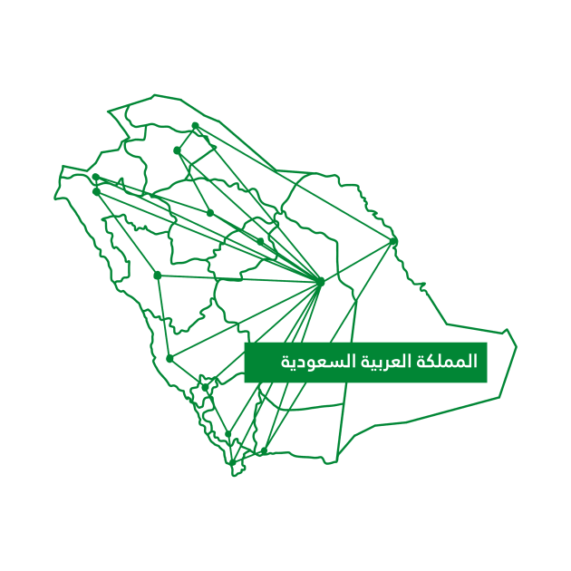 Saudi Arabia Map Line Art by arcanumstudio