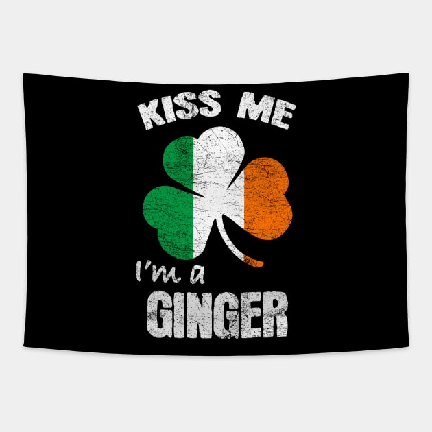 Kiss Me I'm A Ginger St Patricks Day Ireland Shamrock Flag Tapestry by JohnnyxPrint