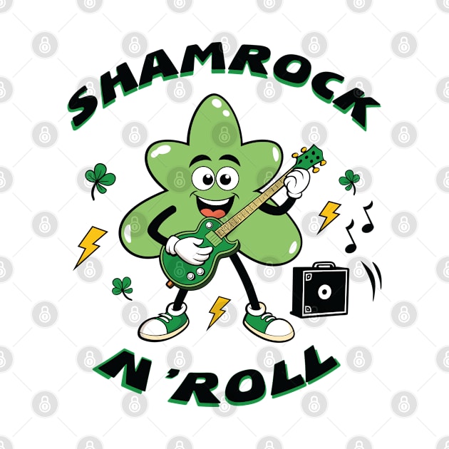 Shamrock And Roll Cartoon Retro by KnockingLouder