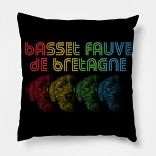 Cool Retro Groovy Basset Fauve de Bretagne Dog Pillow